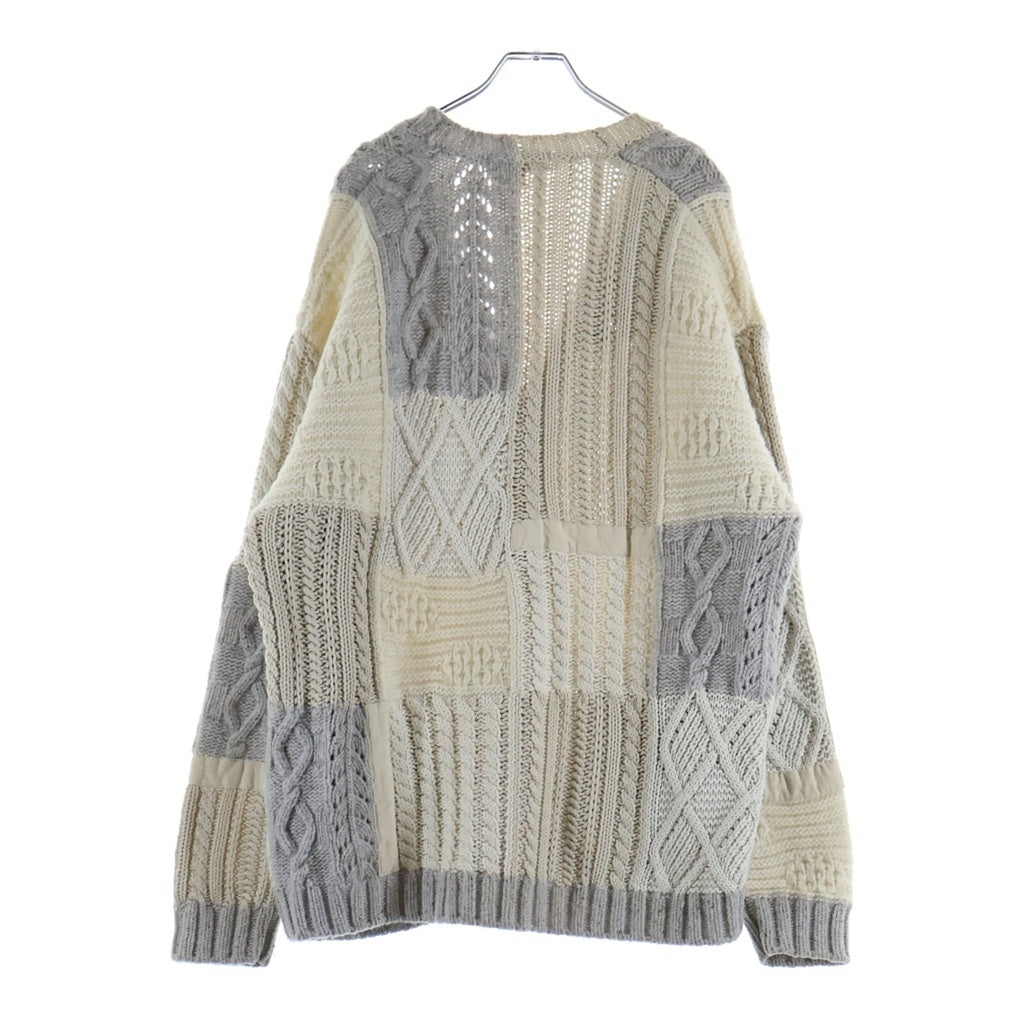 SUPREME(シュプリーム) 23AW Cable Knit Cardigan パッチワーク ケーブルニット アイボリー