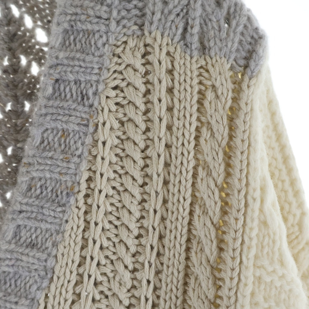 SUPREME(シュプリーム) 23AW Cable Knit Cardigan パッチワーク ケーブルニット アイボリー