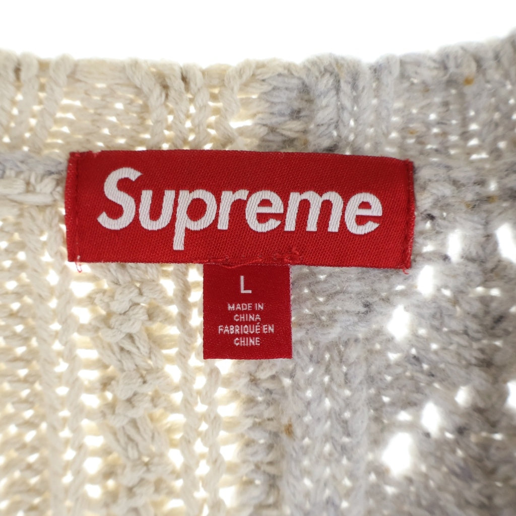 SUPREME(シュプリーム) 23AW Cable Knit Cardigan パッチワーク ケーブルニット アイボリー