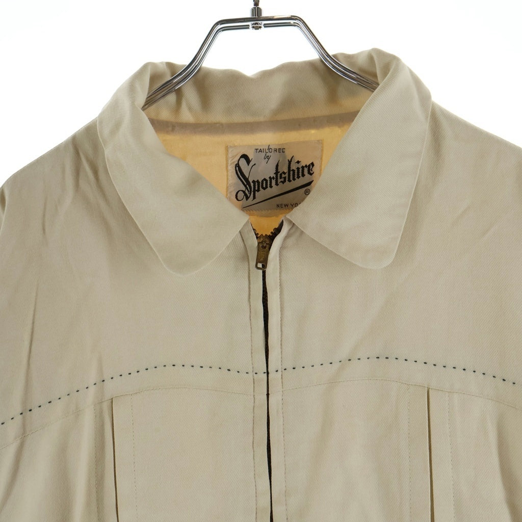 VINTAGE(ヴィンテージ) 60s 片爪 SERVALジップ レーヨン フロントプリーツ ギャバジンジャケット クリーム