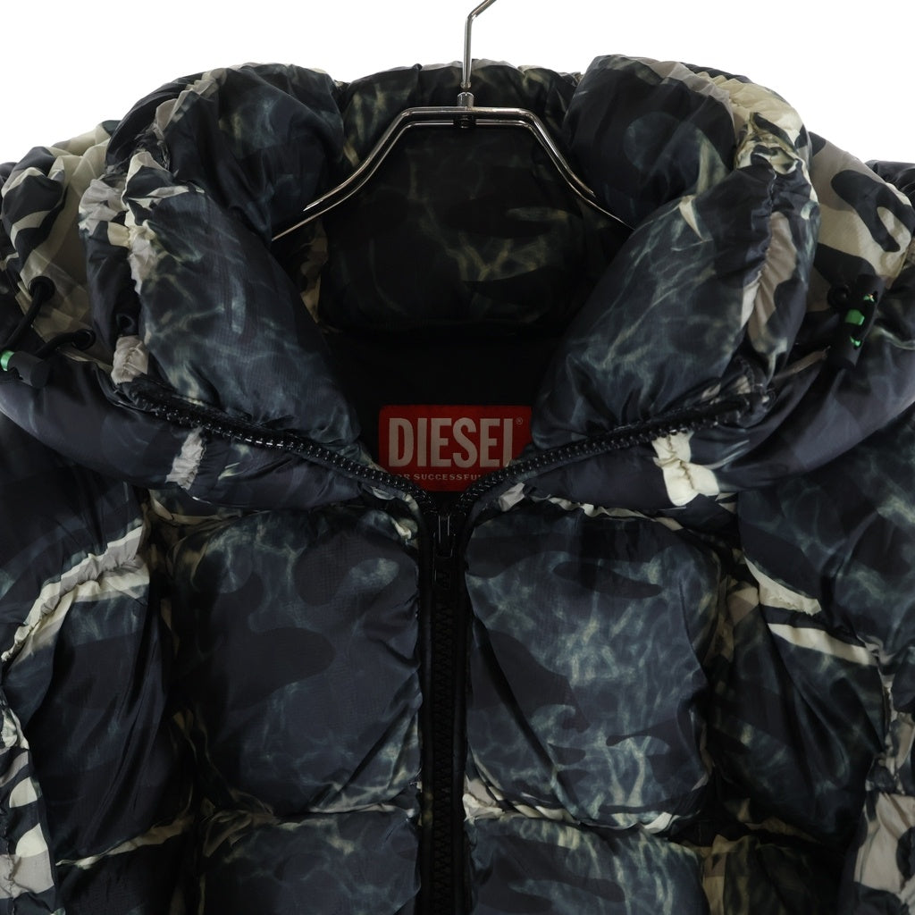 DIESEL(ディーゼル) 24AW W-CLAUS-CAMU Hooded puffer jacket with camo print パファーダウンジャケット A145290SKAG カモ