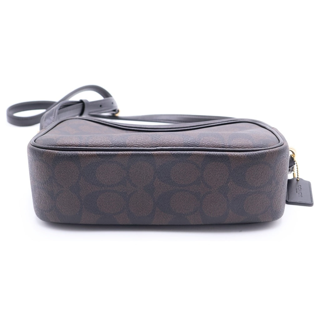 COACH(コーチ) シグネチャーキャンバス PVC ショルダーバック ブラウン レディース