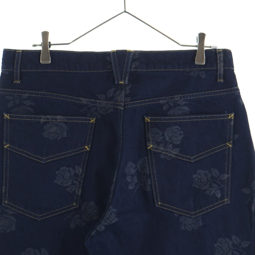 Needles(ニードルス) 24AW Boot-Cut Jean 13oz Denim Rose Jq ローズ ジャガード PU198 ブーツカットデニム ネイビー