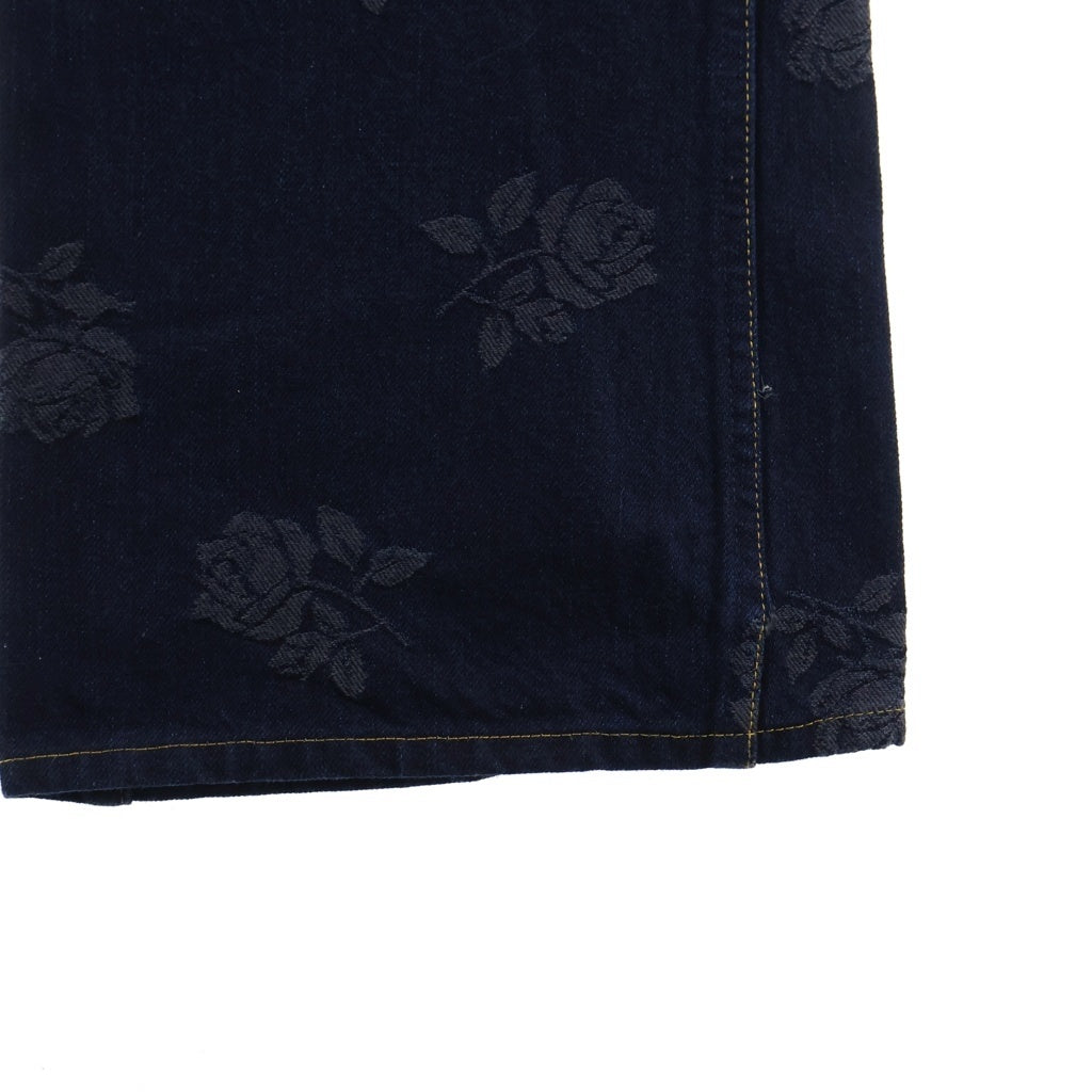 Needles(ニードルス) 24AW Boot-Cut Jean 13oz Denim Rose Jq ローズ ジャガード PU198 ブーツカットデニム ネイビー