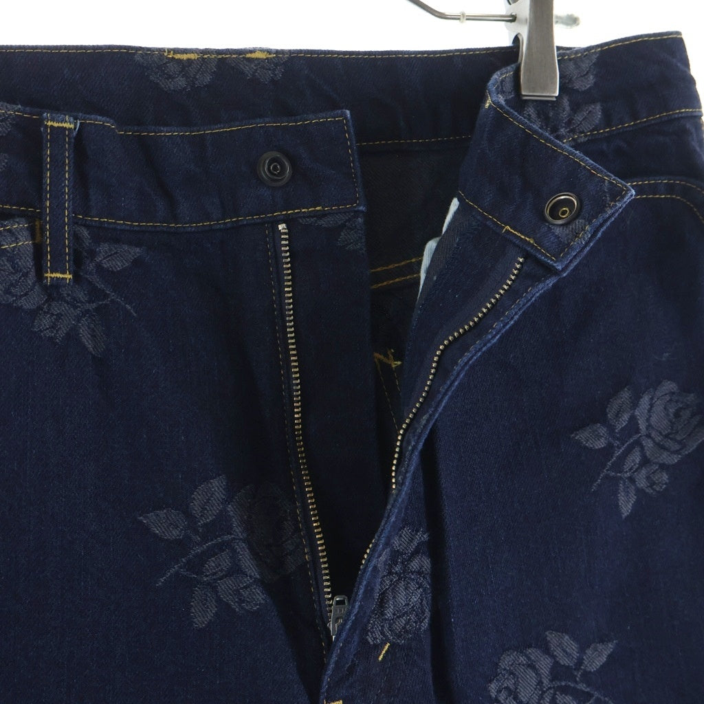 Needles(ニードルス) 24AW Boot-Cut Jean 13oz Denim Rose Jq ローズ ジャガード PU198 ブーツカットデニム ネイビー