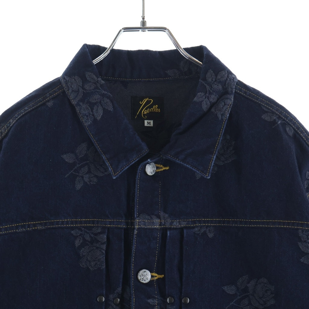 Needles(ニードルス) 24AW M.W. Jean Jacket 13oz Denim Rose Jq ローズ ジャガード シンチ Gジャン ネイビー