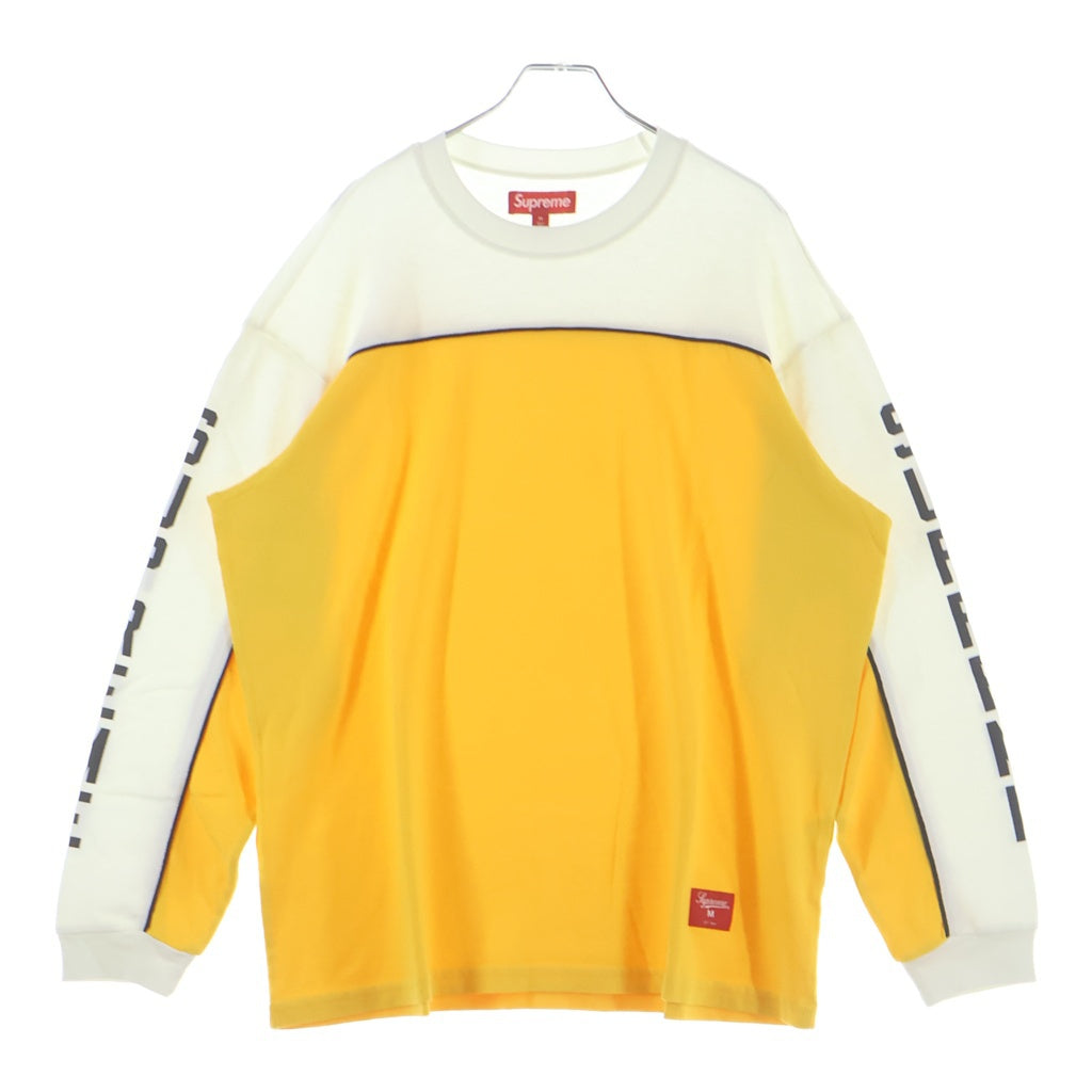 SUPREME(シュプリーム) 25SS Paneled Piping パネル パイピング プリント 長袖シャツ イエロー/ホワイト