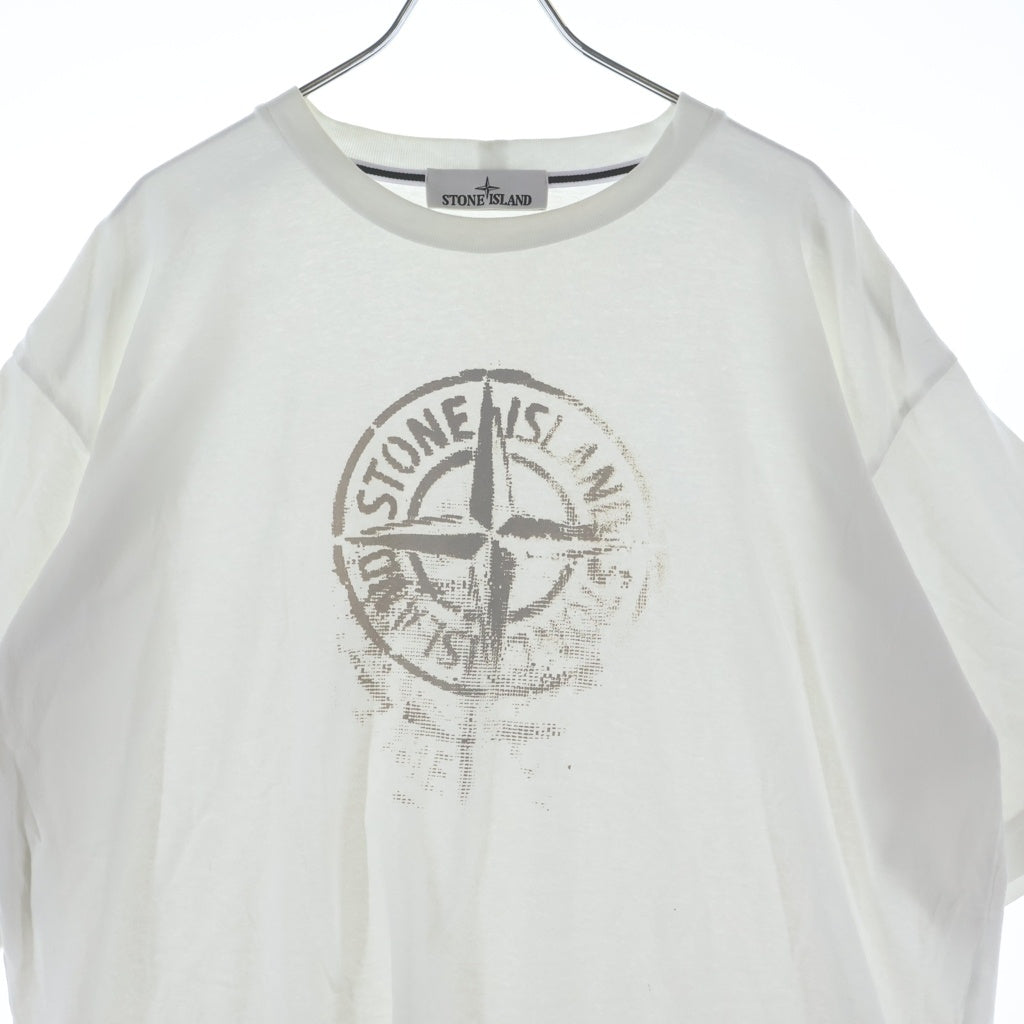 STONE ISLAND(ストーンアイランド) ロゴプリント クルーネック半袖Tシャツカットソー ホワイト 80152RC87