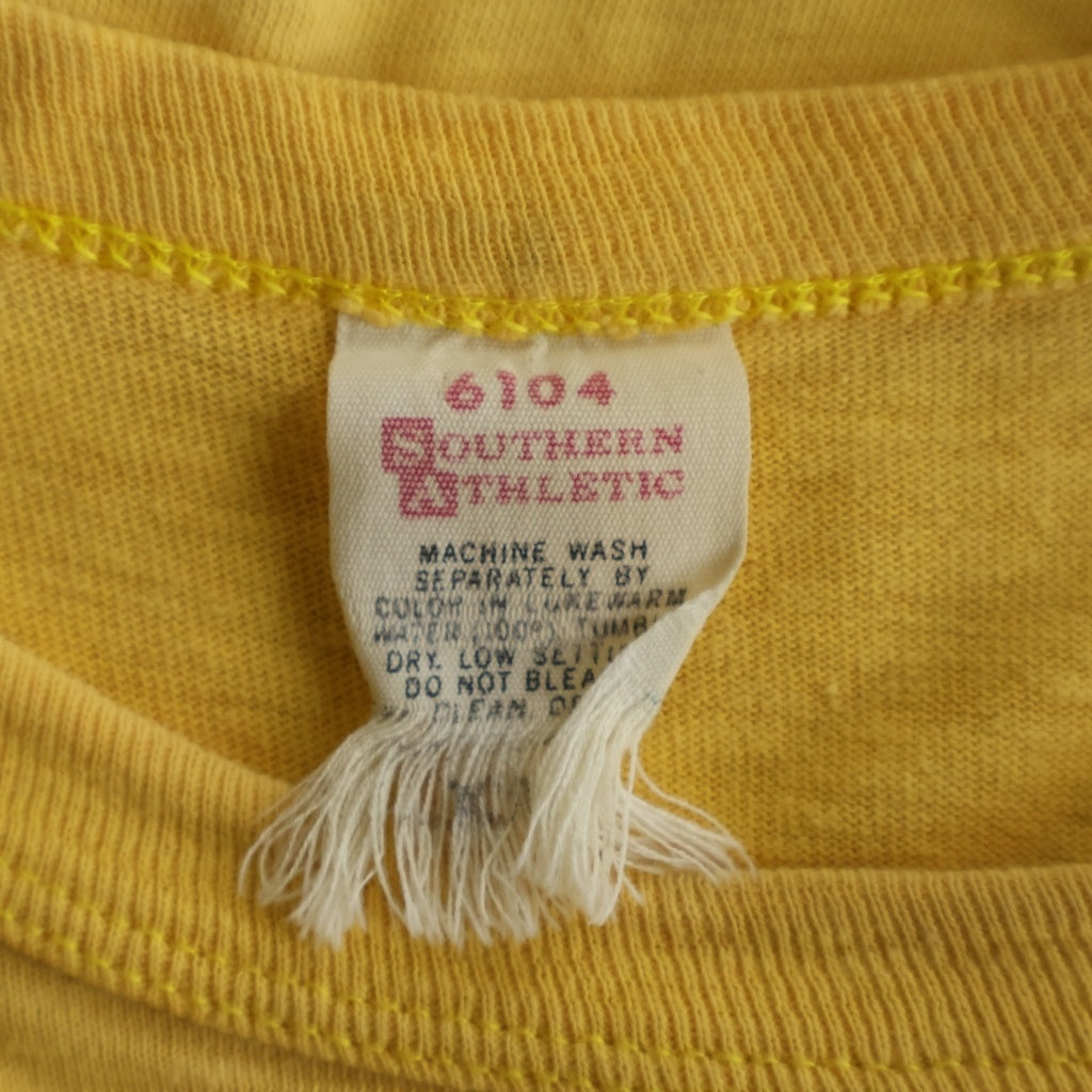SOUTHERN ATHLETIC(サザン アスレチック) 60s-70s 三段 SOUTH CARROLL サウスキャロル ラバープリント バインダーネック フットボールT イエロー