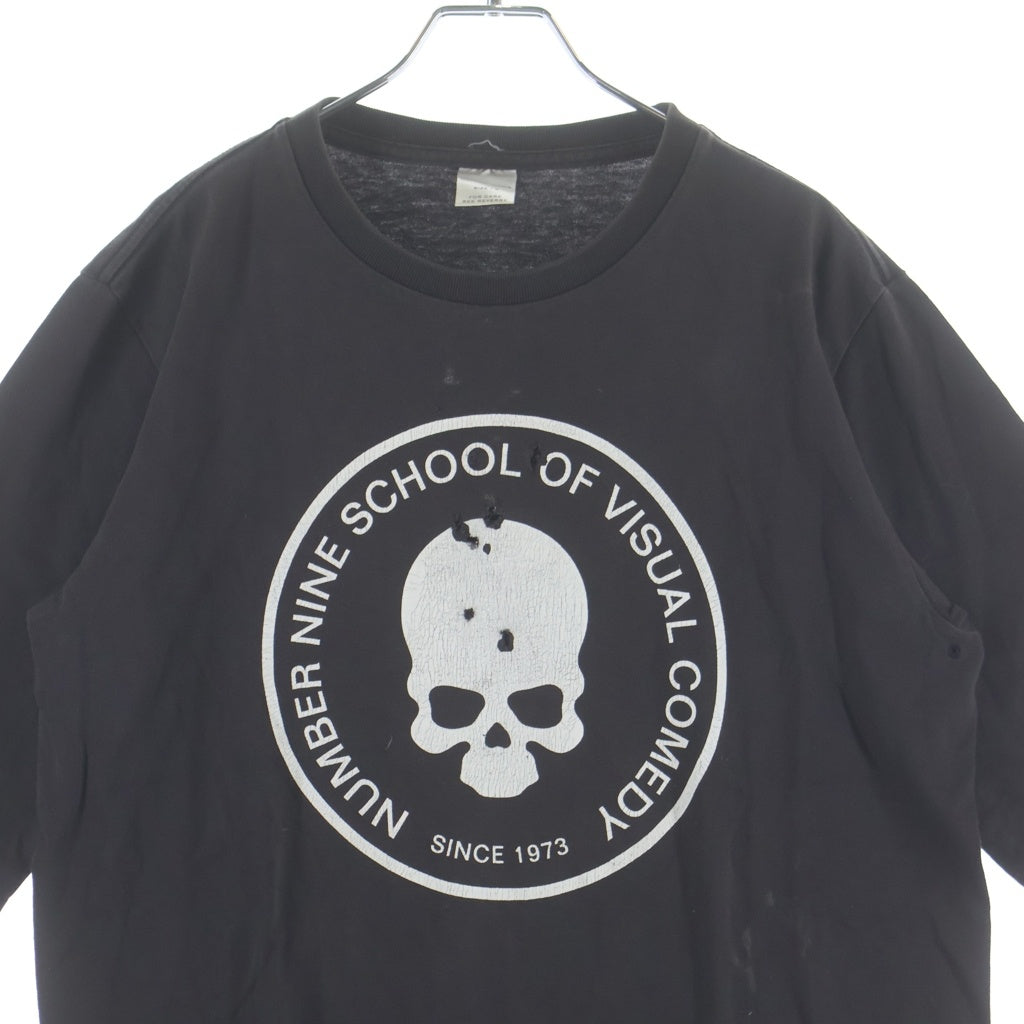 NUMBER (N)INE(ナンバーナイン) 01SS タイム期 ドクロ ダメージ加工 クルーネックTシャツ ブラック