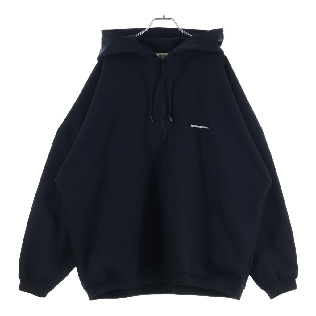 COOTIE PRODUCTIONS(クーティー プロダクションズ) Polyester Twill Half Zip Hoodie ポリエステル ハーフジップ フーディパーカー ブラック
