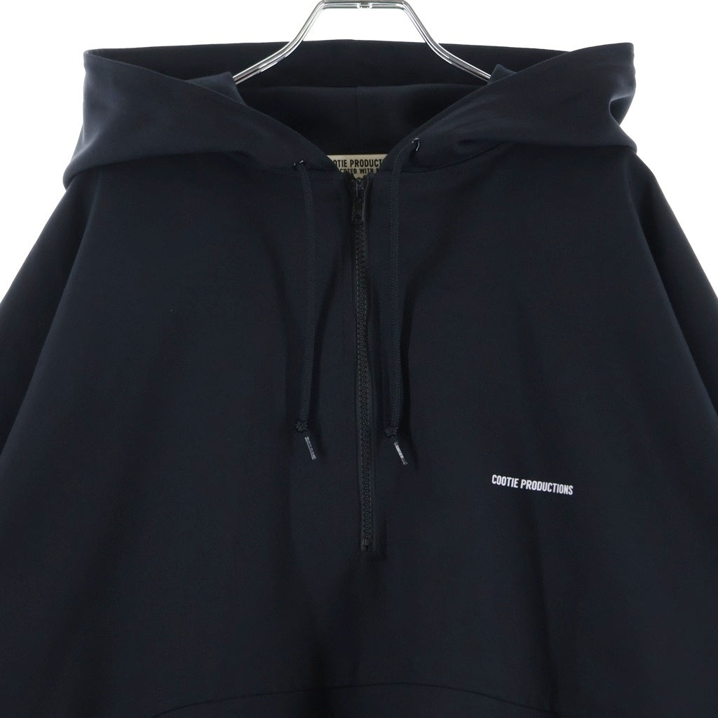 COOTIE PRODUCTIONS(クーティー プロダクションズ) Polyester Twill Half Zip Hoodie ポリエステル ハーフジップ フーディパーカー ブラック