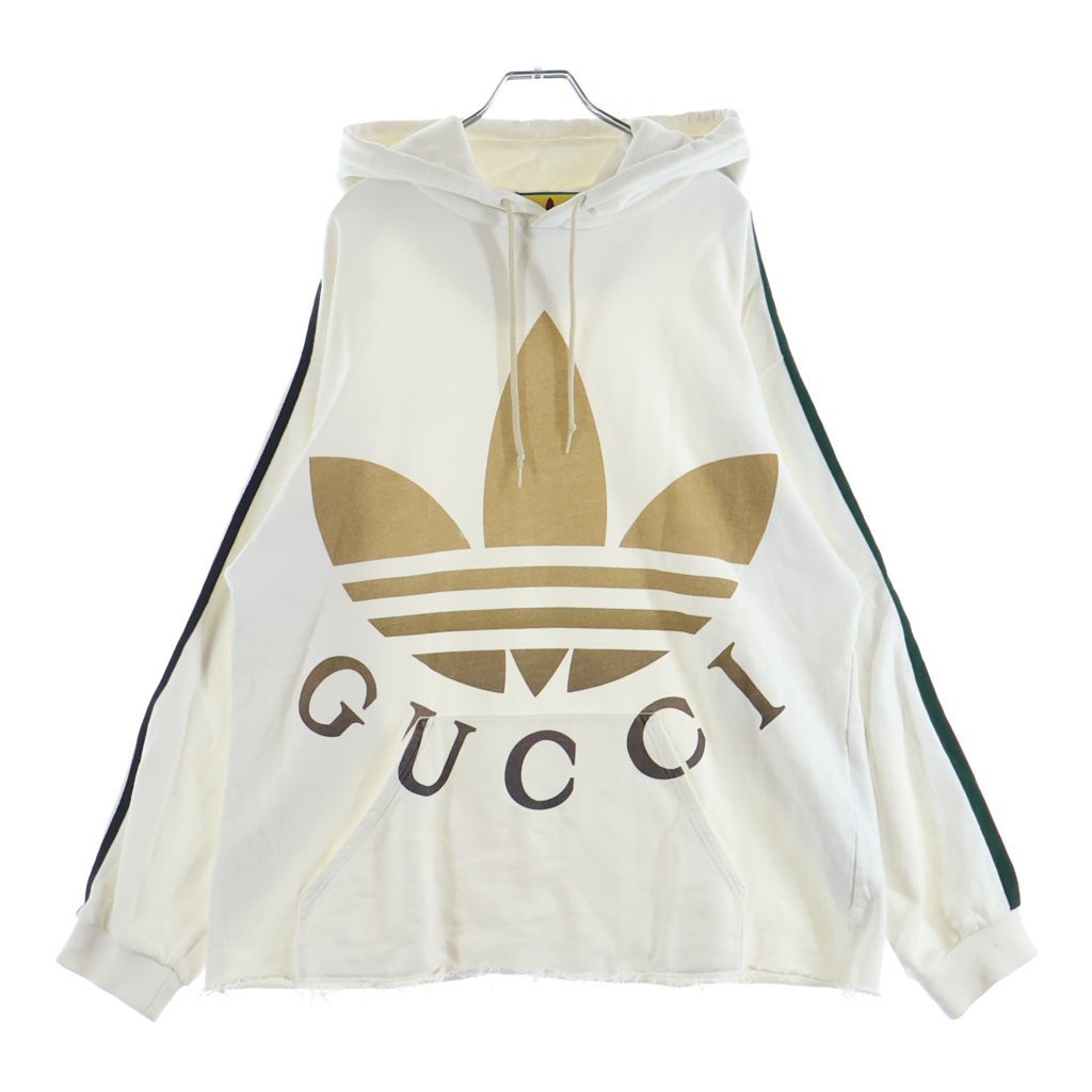 GUCCI(グッチ) ×adidas ロゴプリントスウェットプルオーバーパーカー 722967 XJE1L ホワイト