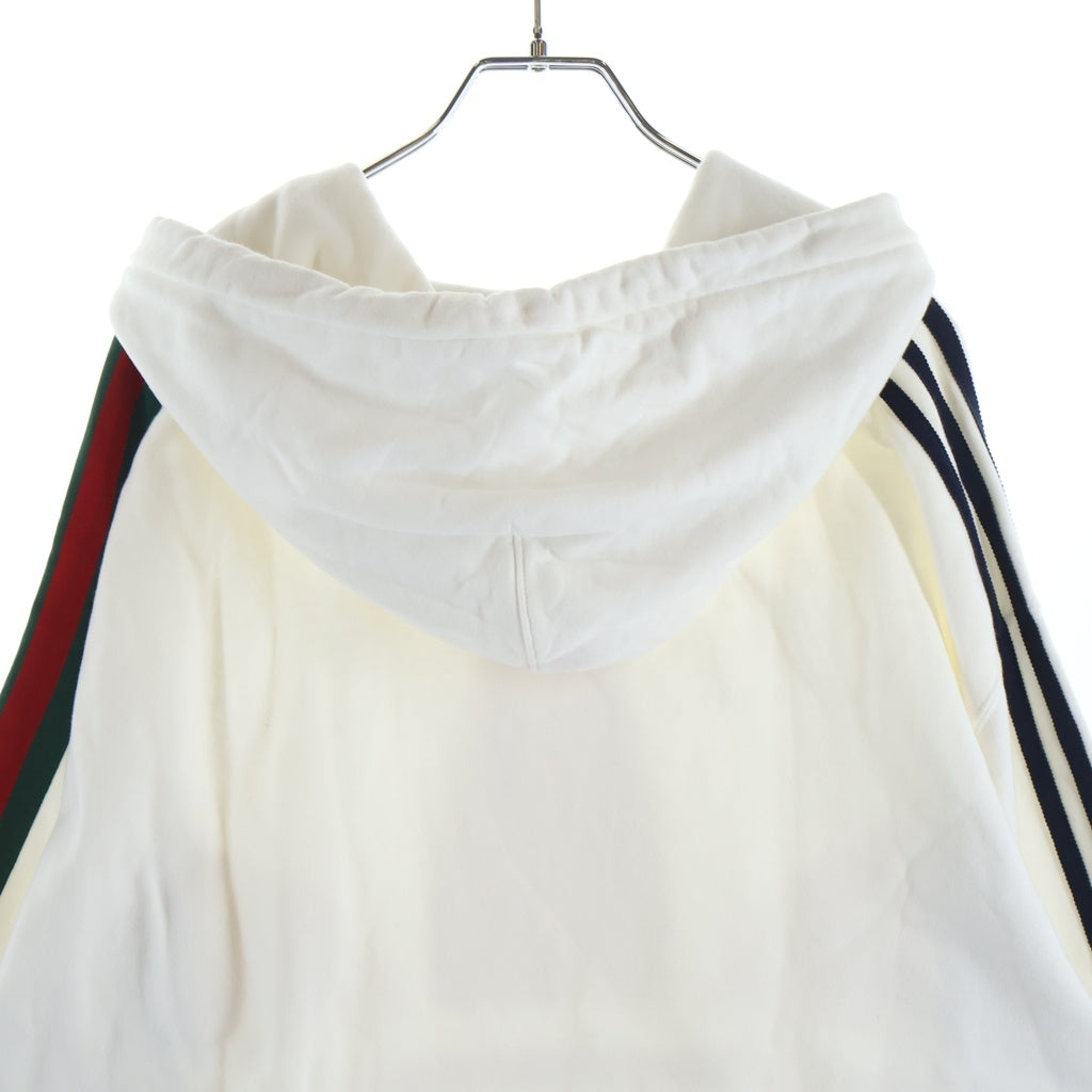 GUCCI(グッチ) ×adidas ロゴプリントスウェットプルオーバーパーカー 722967 XJE1L ホワイト