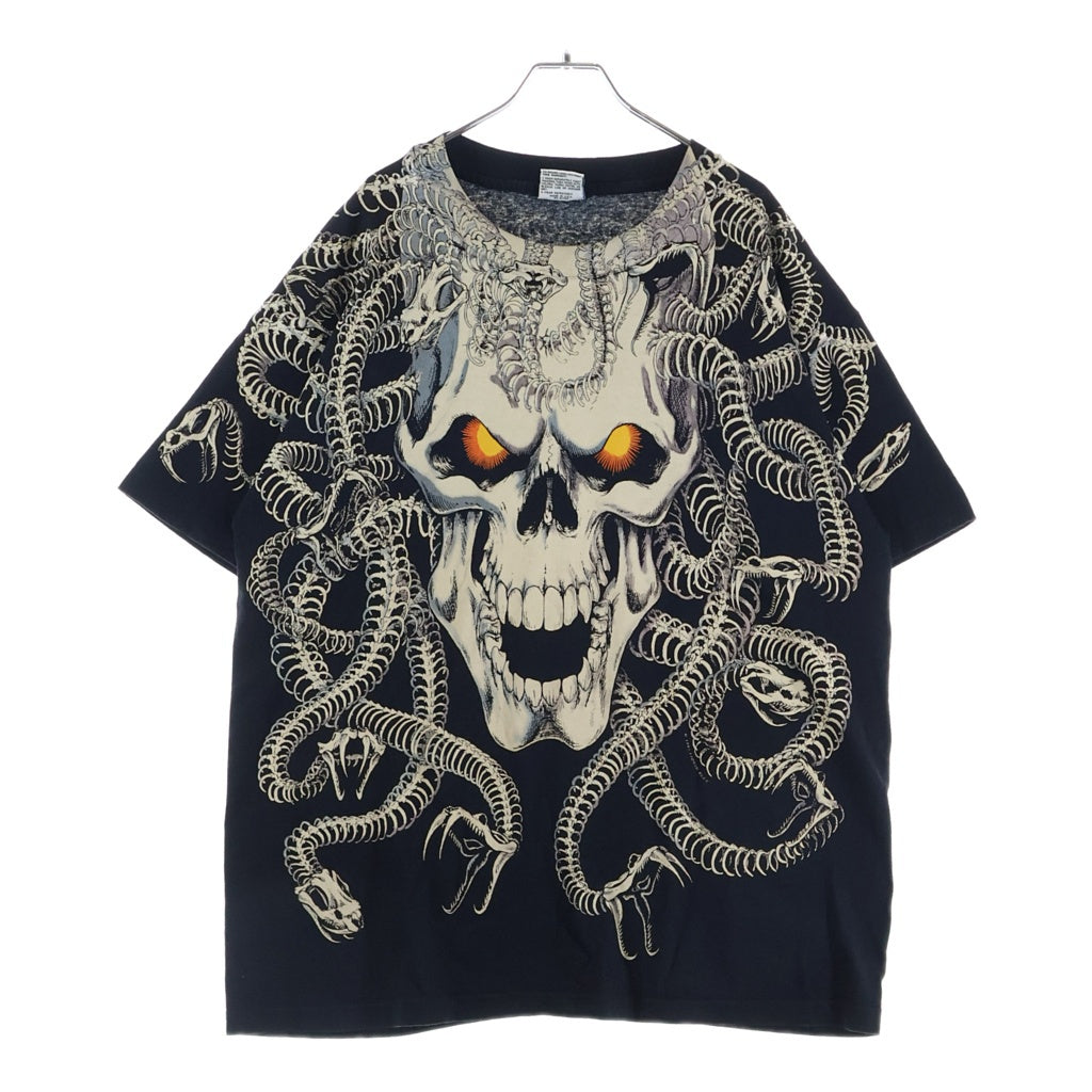 VINTAGE(ヴィンテージ) 90s LIQUID BLUE Medusa Skull リキッドブルー メデューサスカル クルーネックTシャツ ブラック 総柄