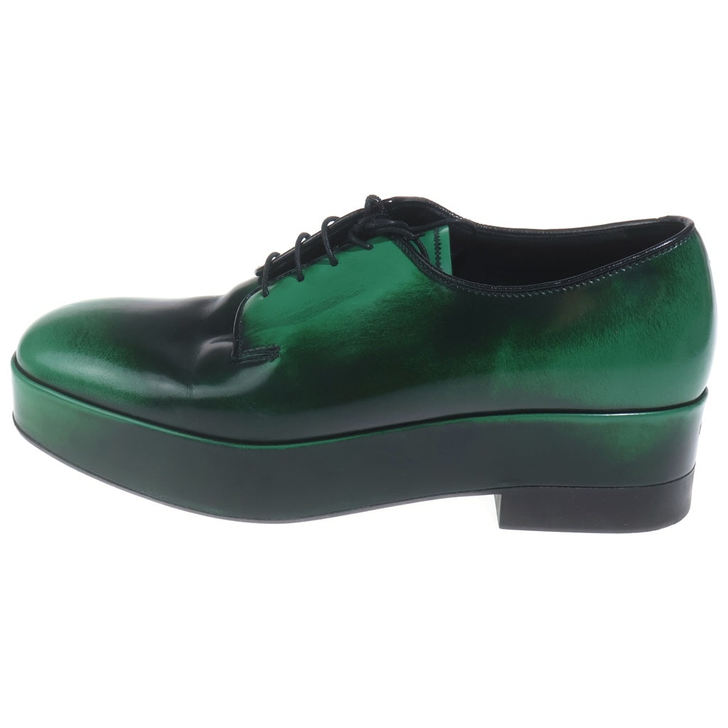 PRADA(プラダ) Brushed Leather Laced Derby Shoes スクエアトゥ レザーシューズ グラデーション グリーン