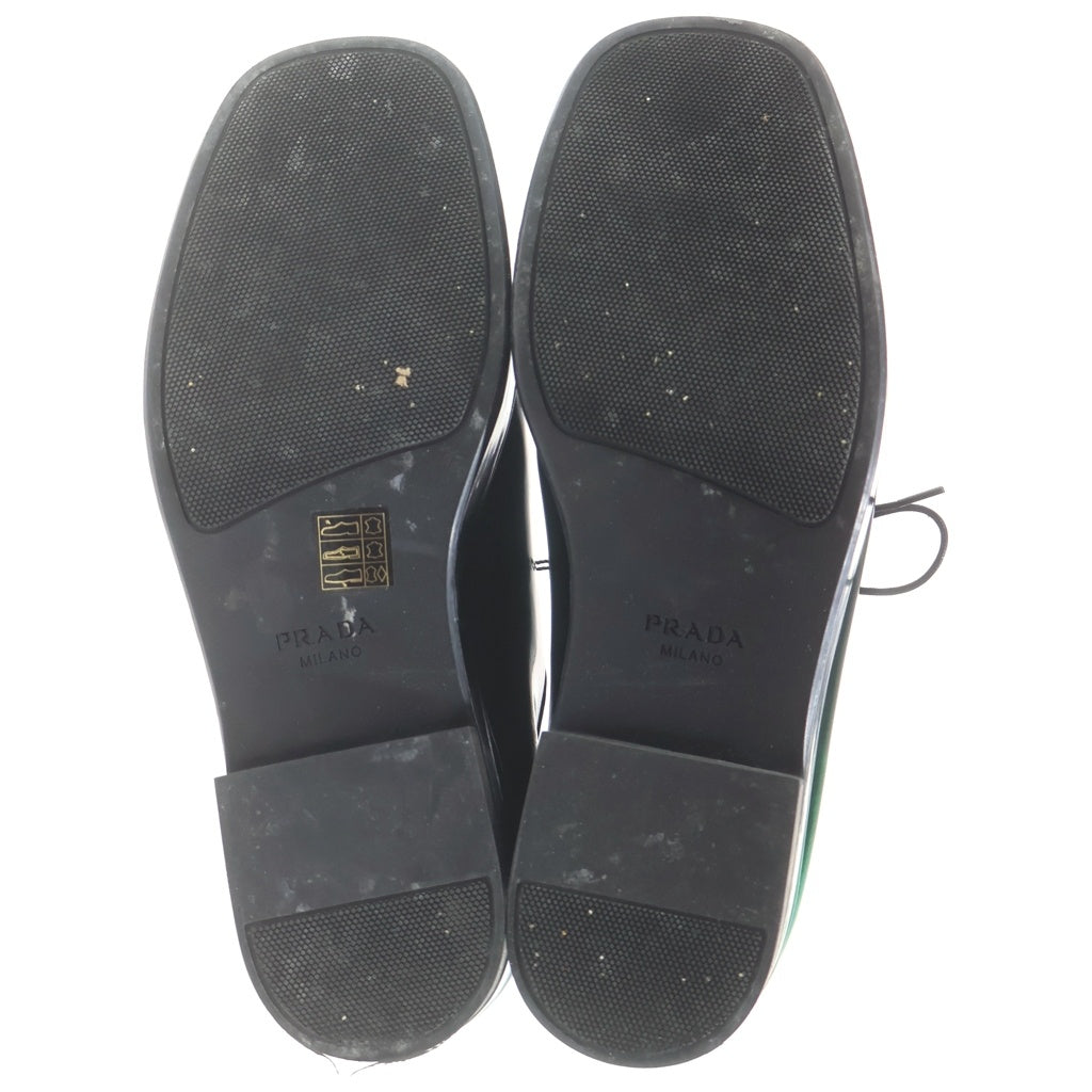 PRADA(プラダ) Brushed Leather Laced Derby Shoes スクエアトゥ レザーシューズ グラデーション グリーン