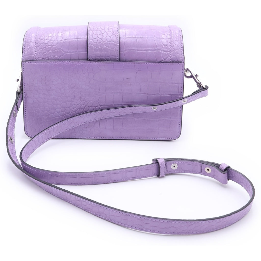 VERSACE JEANS COUTURE(ヴェルサーチジーンズクチュール) クロコ 型押し ロゴバックル ショルダーバック ピンク レディース