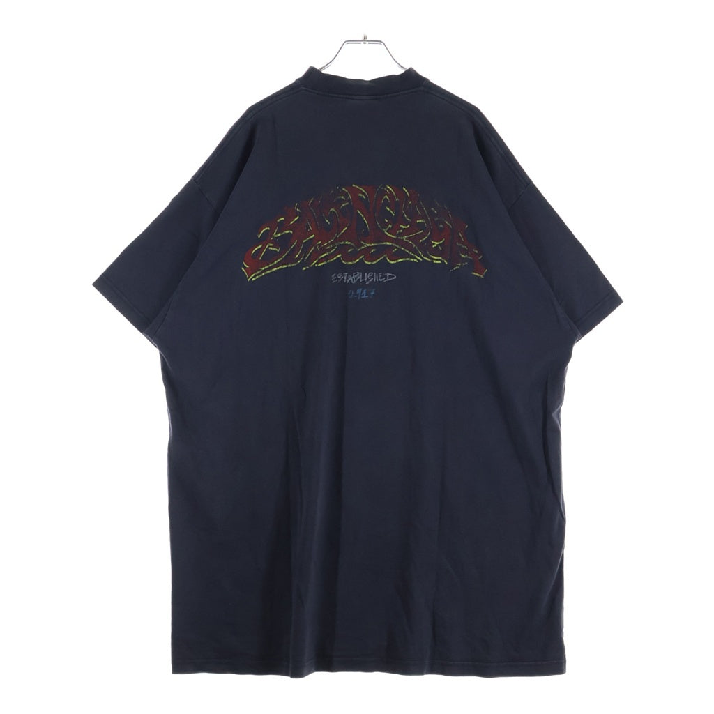 BALENCIAGA(バレンシアガ) 23AW Off Shore Oversized T-shirt 739028 TPVM8 ヴィンテージ加工 オーバーサイズド 半袖Tシャツ カットソー チャコールグレー