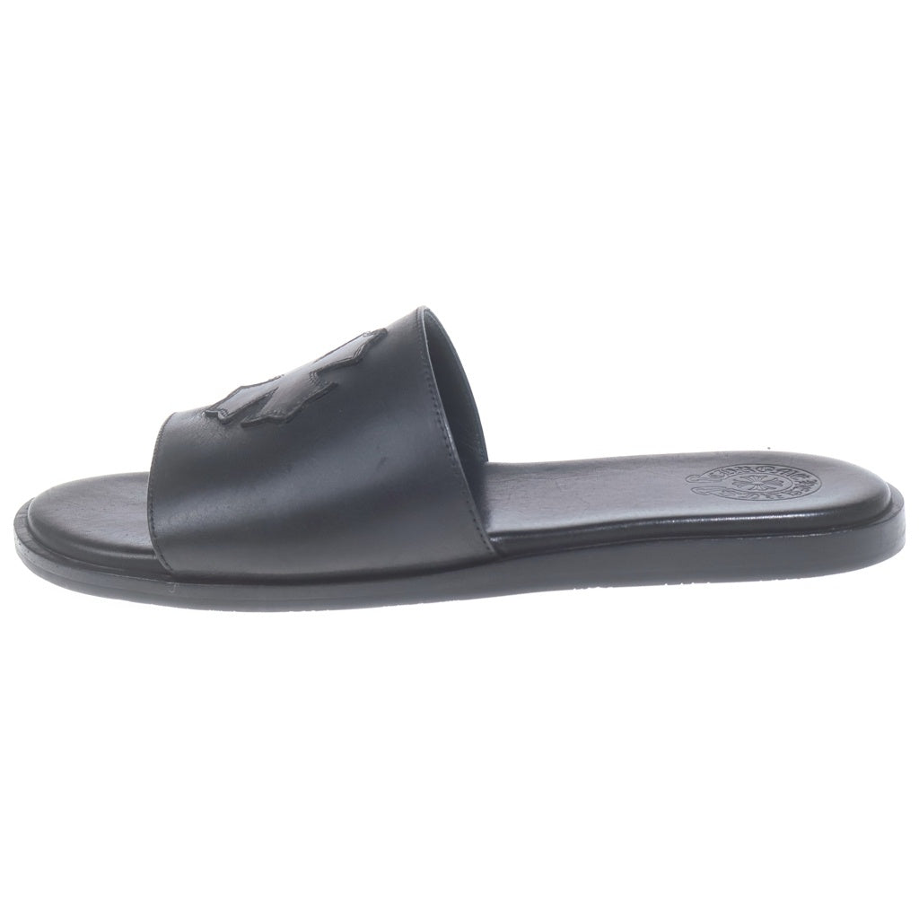 CHROME HEARTS(クロムハーツ) CH SLIDE LEATHER CHプラスパッチレザーサンダル ブラック