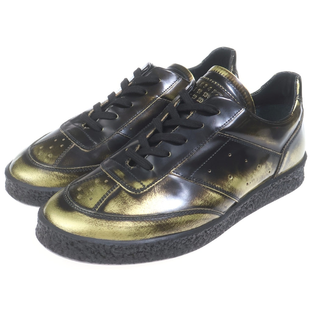 MM6 Maison Margiela(エムエムシックスメゾンマルジェラ) Numeric-patch ニューメリックパッチ エナメル ローカットスニーカー ブラック/ゴールド