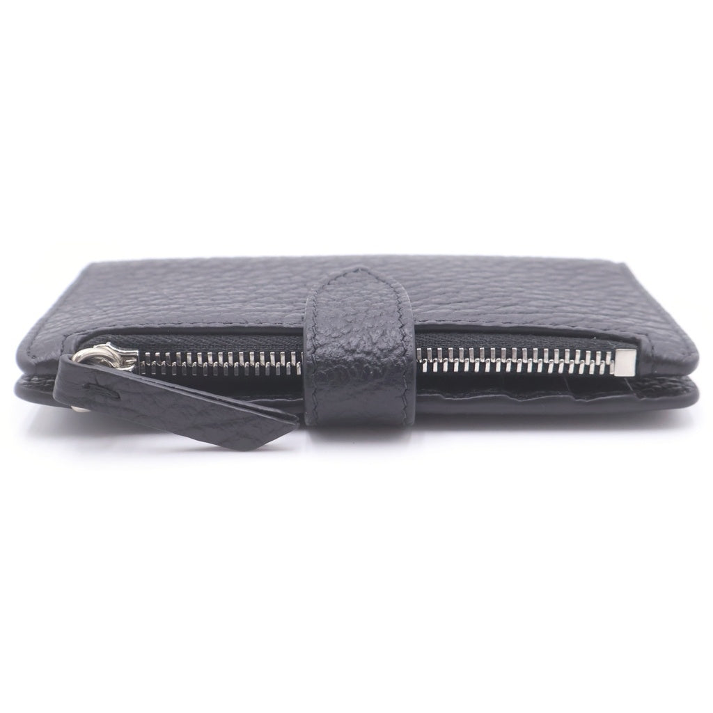 Maison Margiela(メゾンマルジェラ) グレインレザー カード コインケース ミニウォレット SA1VX0019 P4455 ブラック レディース