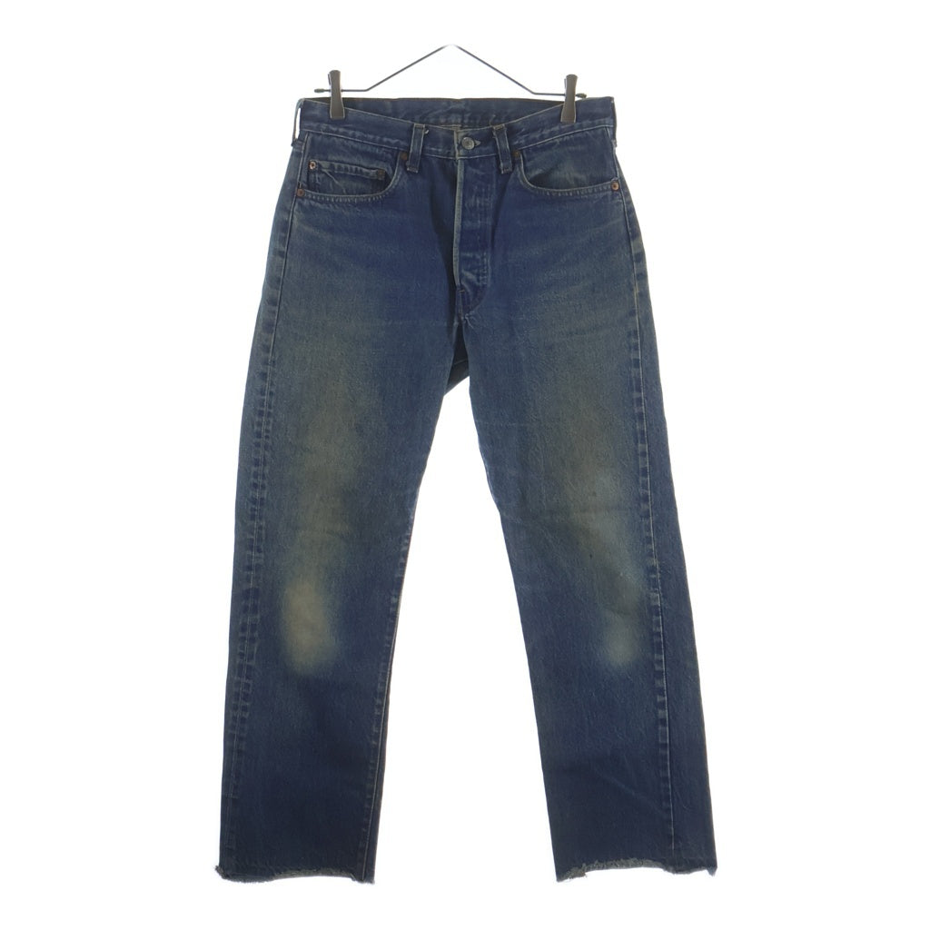 Levi's(リーバイス) VINTAGE 80s ハチマル 赤耳 伸縮率10% 表黒カンヌキ ボタン裏524 501 ストレートデニム インディゴ