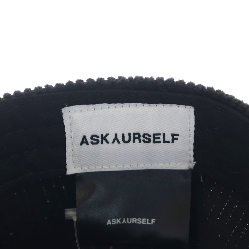 ASKYURSELF(アスクユアセルフ) OFF FIELD CORDUROY SNAPBACK CAP サイドロゴ 6パネルキャップ ブラック