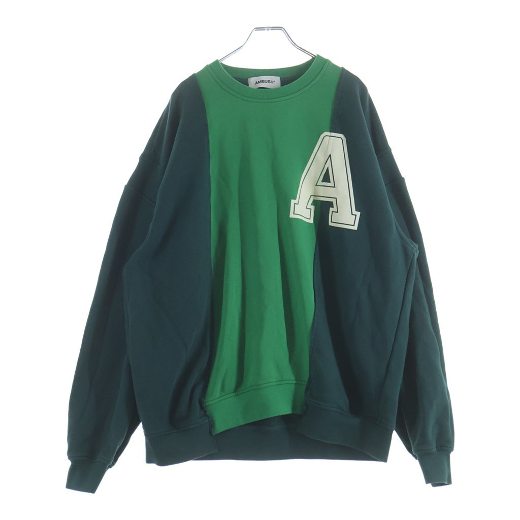 AMBUSH(アンブッシュ) Varsity Crewneck Sweatshirt パッチワーク BMBA026F22FLE001 クルーネックスウェット グリーン
