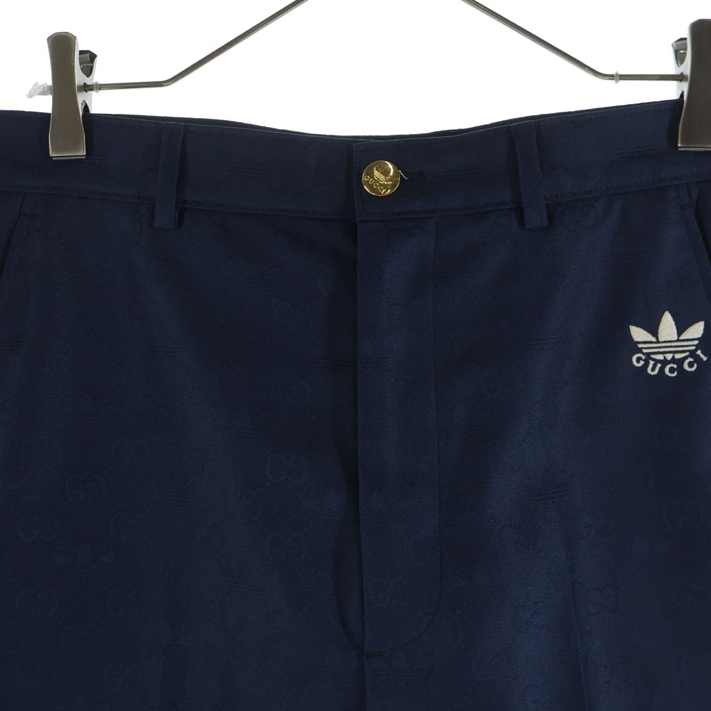 GUCCI(グッチ) ×ADIDAS トレフォイル ジャガード ロゴ 3ストライプ スラックス ネイビー