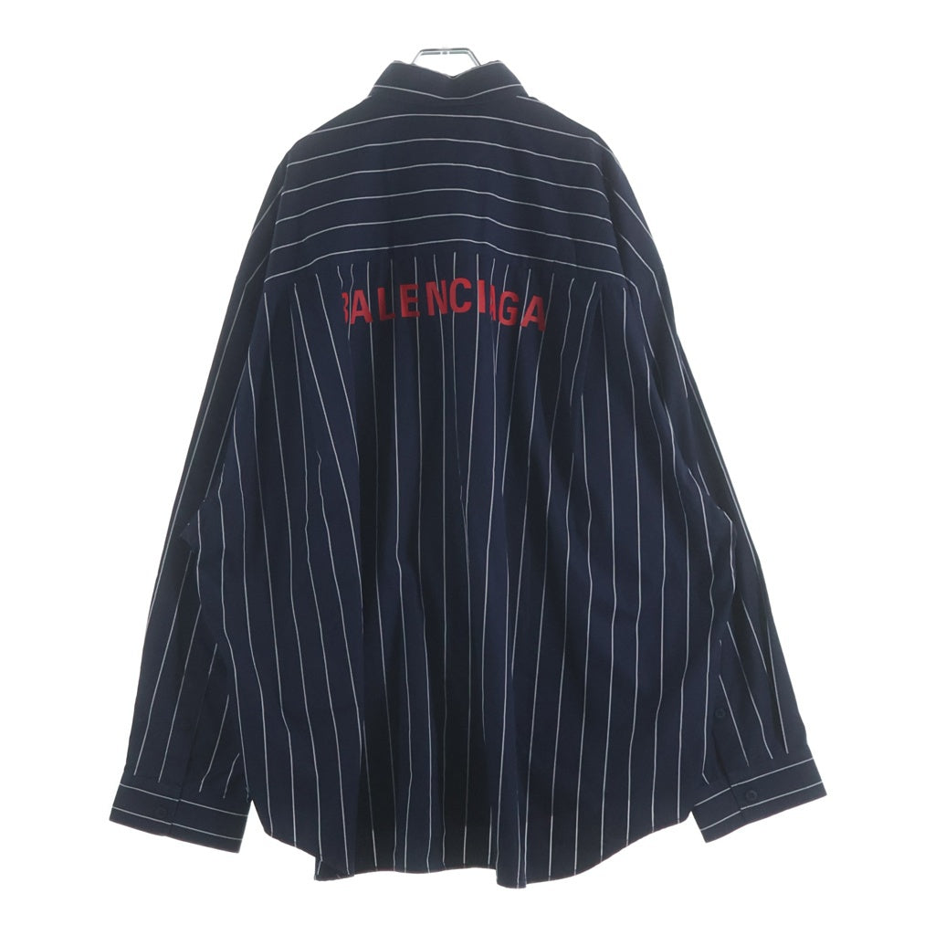BALENCIAGA(バレンシアガ) 23SS Stripe Oversized Shirt 725377 長袖シャツ ブルー