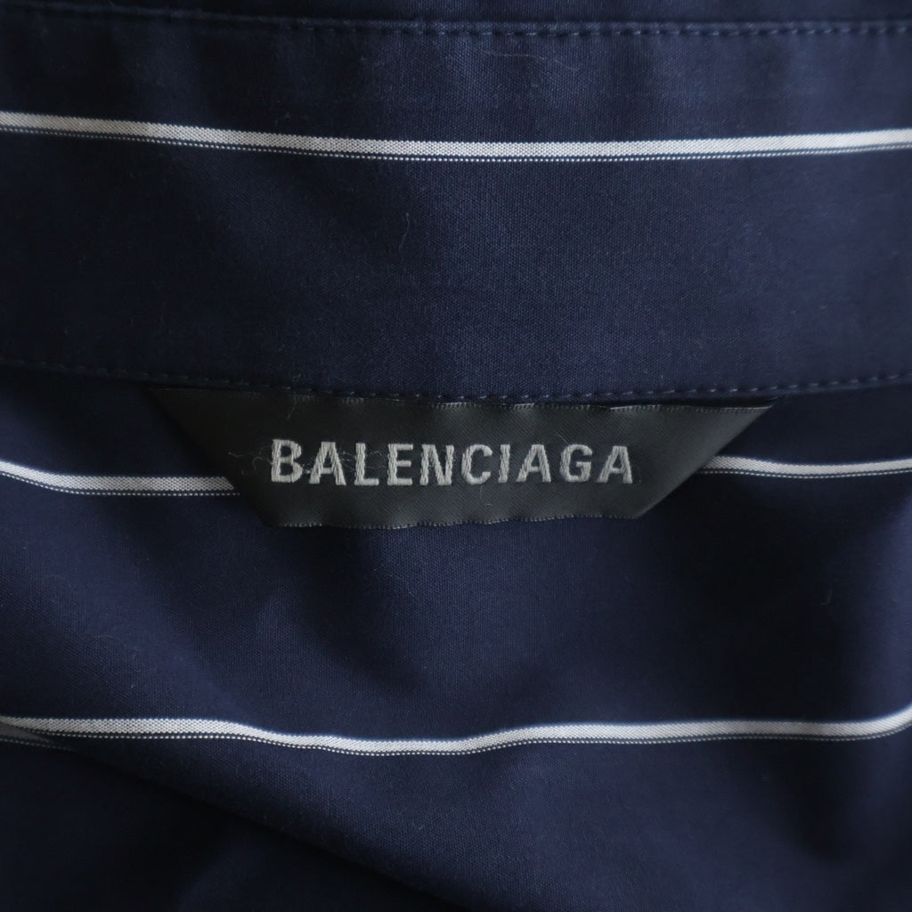 BALENCIAGA(バレンシアガ) 23SS Stripe Oversized Shirt 725377 長袖シャツ ブルー