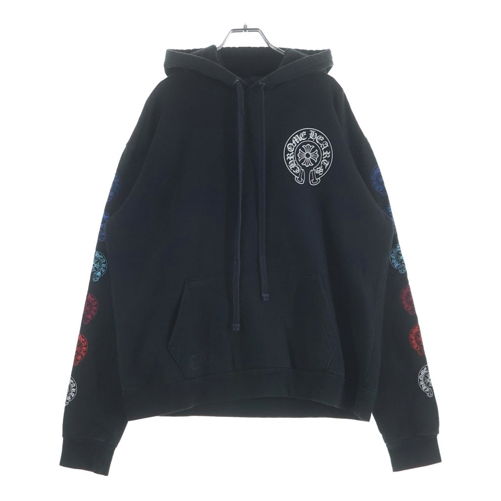CHROME HEARTS(クロムハーツ) Multicolor Sleeve Logo Horseshoe Pullover Hoodie マルチカラー スリーブホースシューロゴ プルオーバーパーカー フーディー ブラック