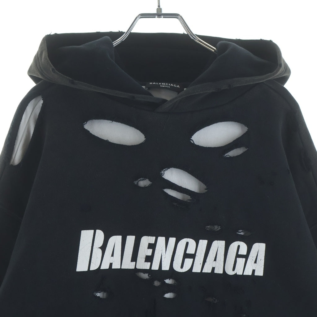 BALENCIAGA(バレンシアガ) 21SS DESTROYED HOODIE デストロイド 汚れ加工 フーディ プルオーバーパーカー 659403 ブラック