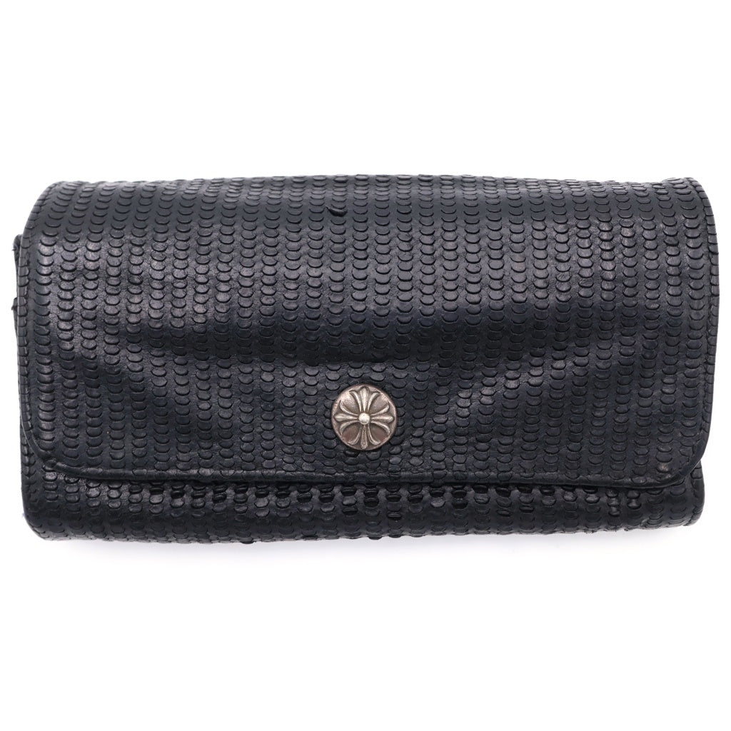 CHROME HEARTS(クロムハーツ) JUDY NVLTY ジュディ ノベルティ クロスボールボタン レザー ロングウォレット ブラック/ブルー