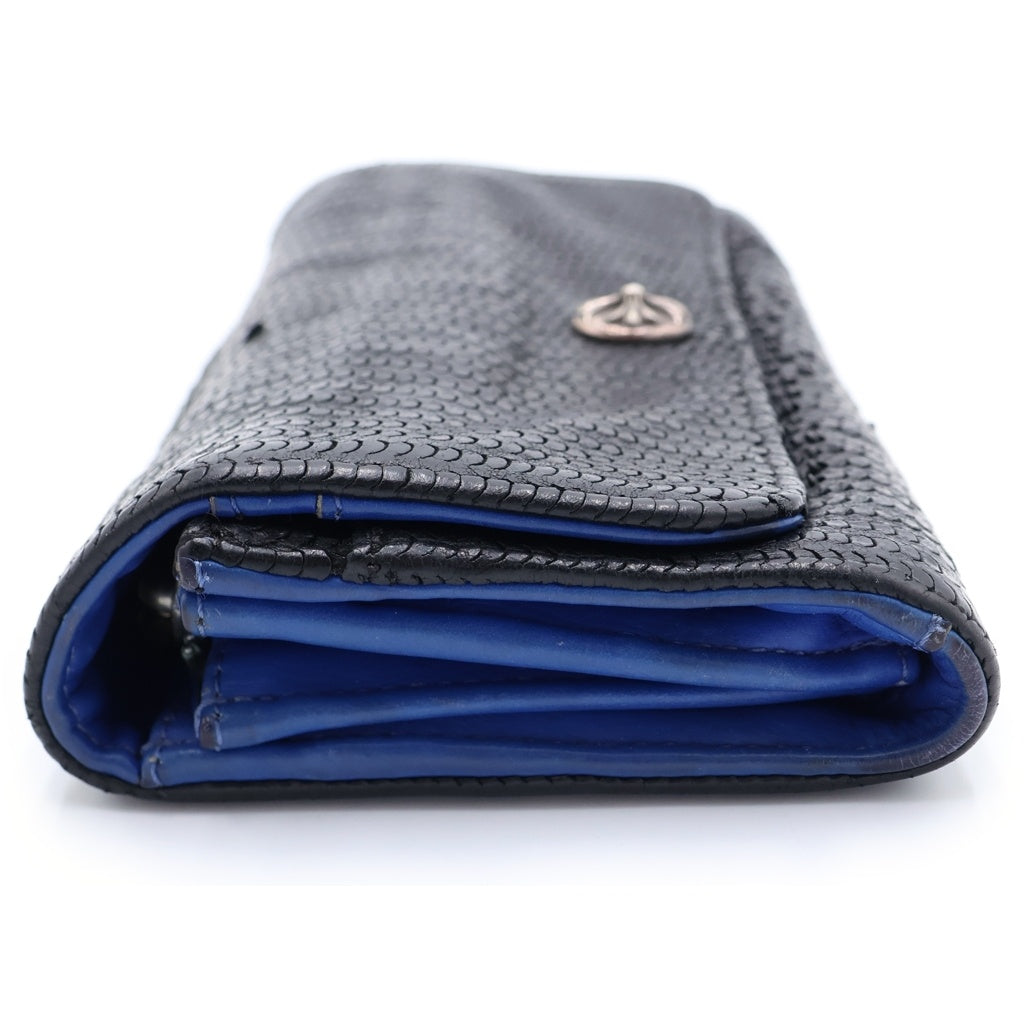 CHROME HEARTS(クロムハーツ) JUDY NVLTY ジュディ ノベルティ クロスボールボタン レザー ロングウォレット ブラック/ブルー