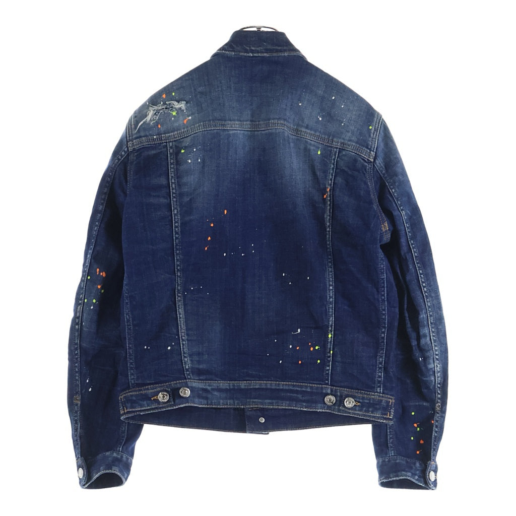 DSQUARED2(ディースクエアード) 23SS ペイント ダメージ加工 デニムジャケット S74AM1386 インディゴ