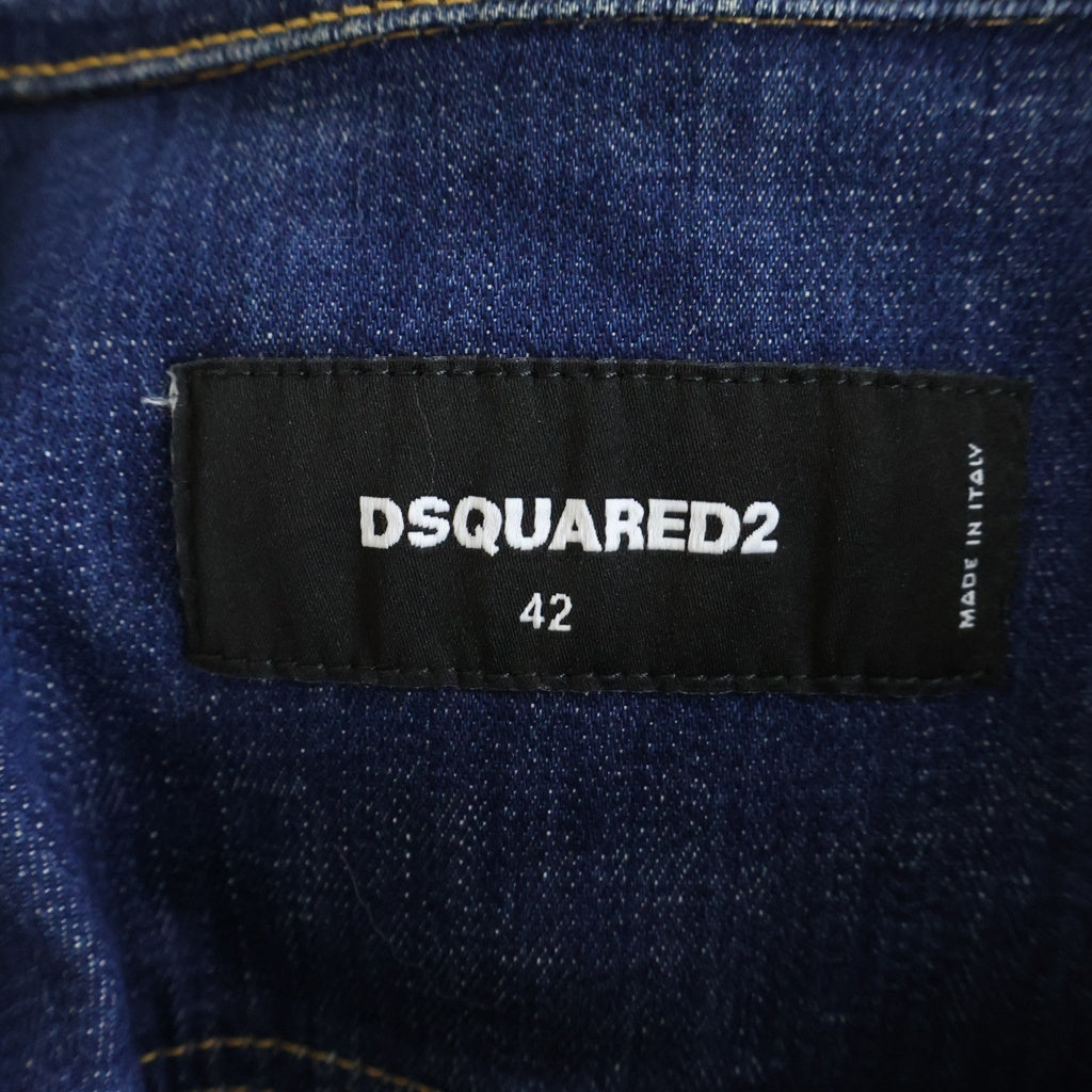 DSQUARED2(ディースクエアード) 23SS ペイント ダメージ加工 デニムジャケット S74AM1386 インディゴ