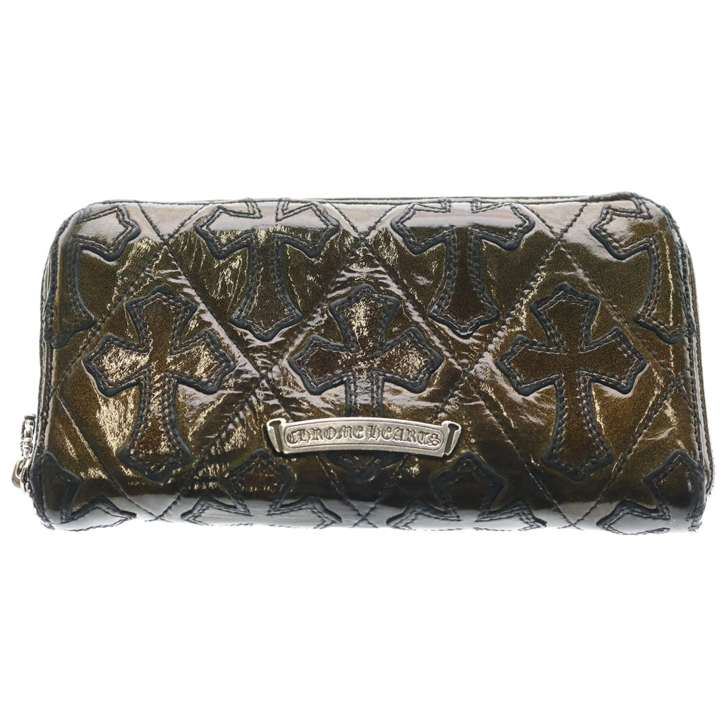 CHROME HEARTS(クロムハーツ) REC F ZIP QUILTED セメタリークロス キルティング ラメ ウォレット財布