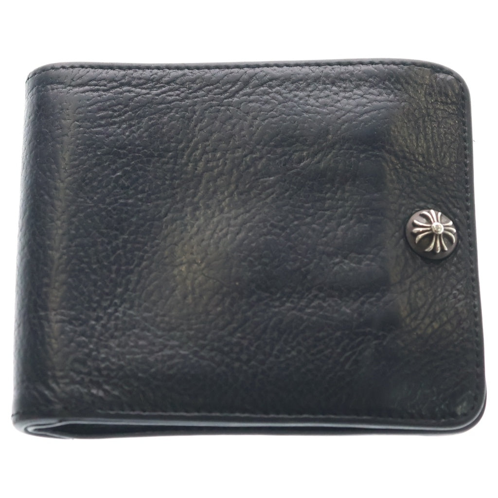 CHROME HEARTS クロムハーツ 1SNAP 1スナップ クロスボタンレザーウォレット財布 ブラック レディース