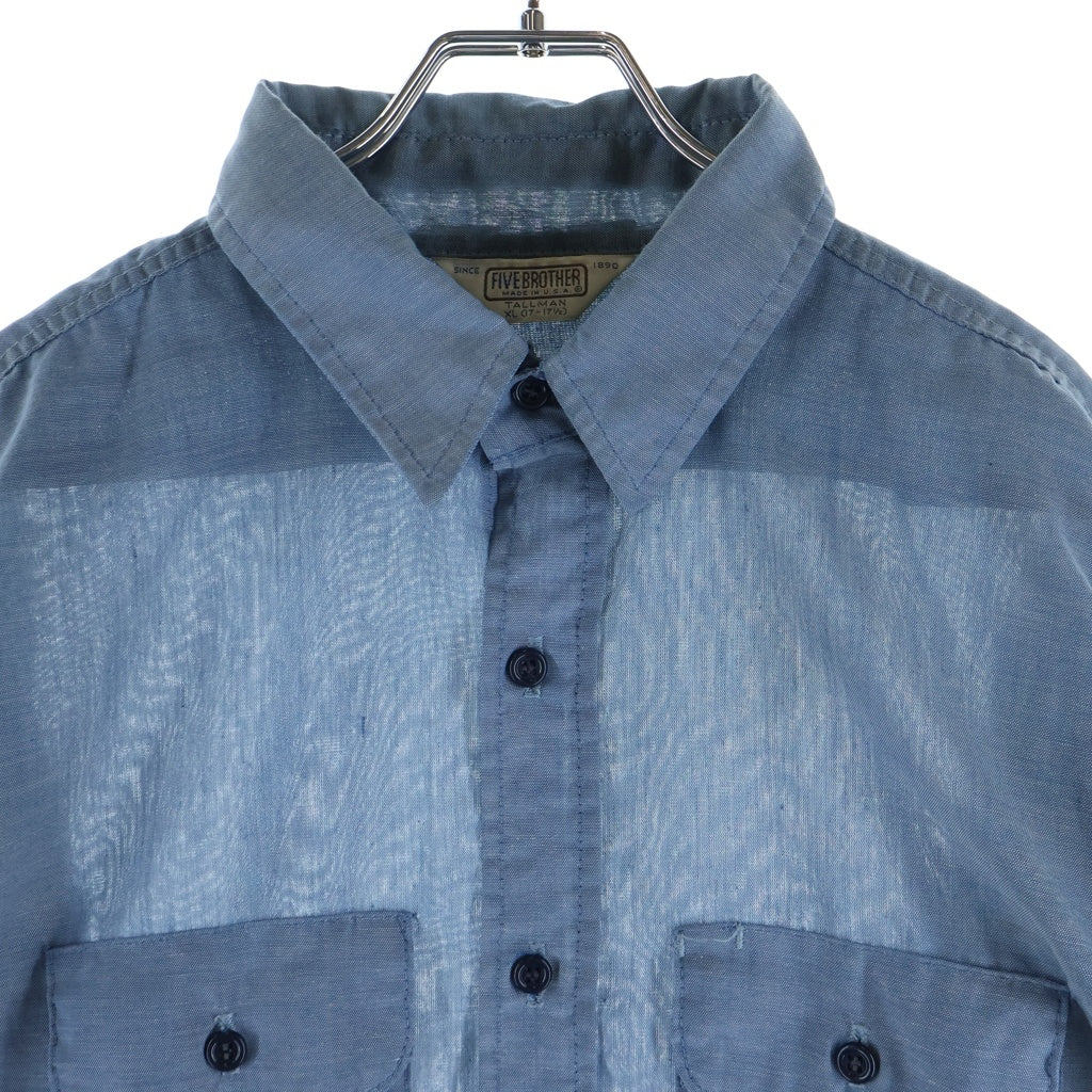 FIVE BROTHERS(ファイブブラザー) 80s シャンブレー XL-TALL 長袖シャツ インディゴ