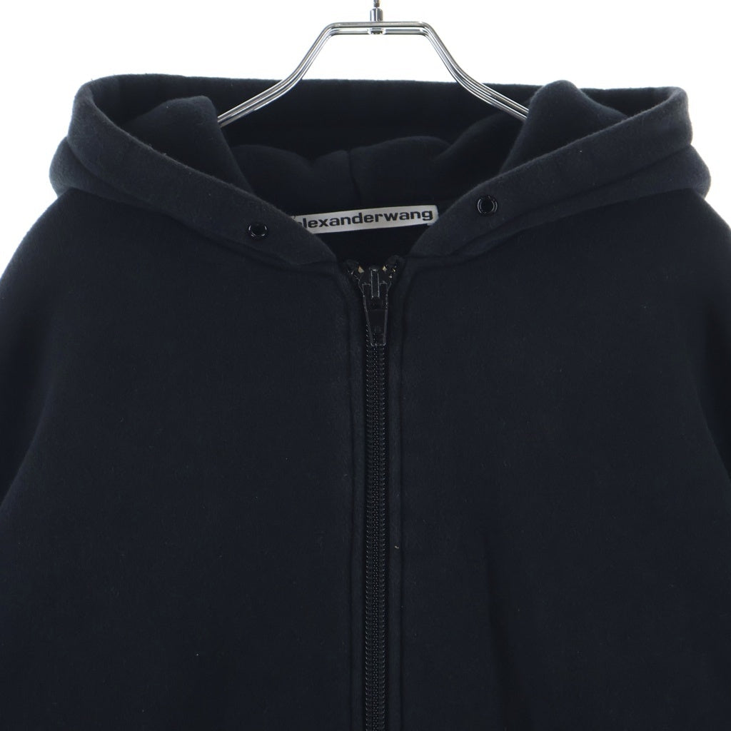 ALEXANDER WANG(アレキサンダーワン) ブランドピスネーム 裏起毛 ジップパーカー ブラック
