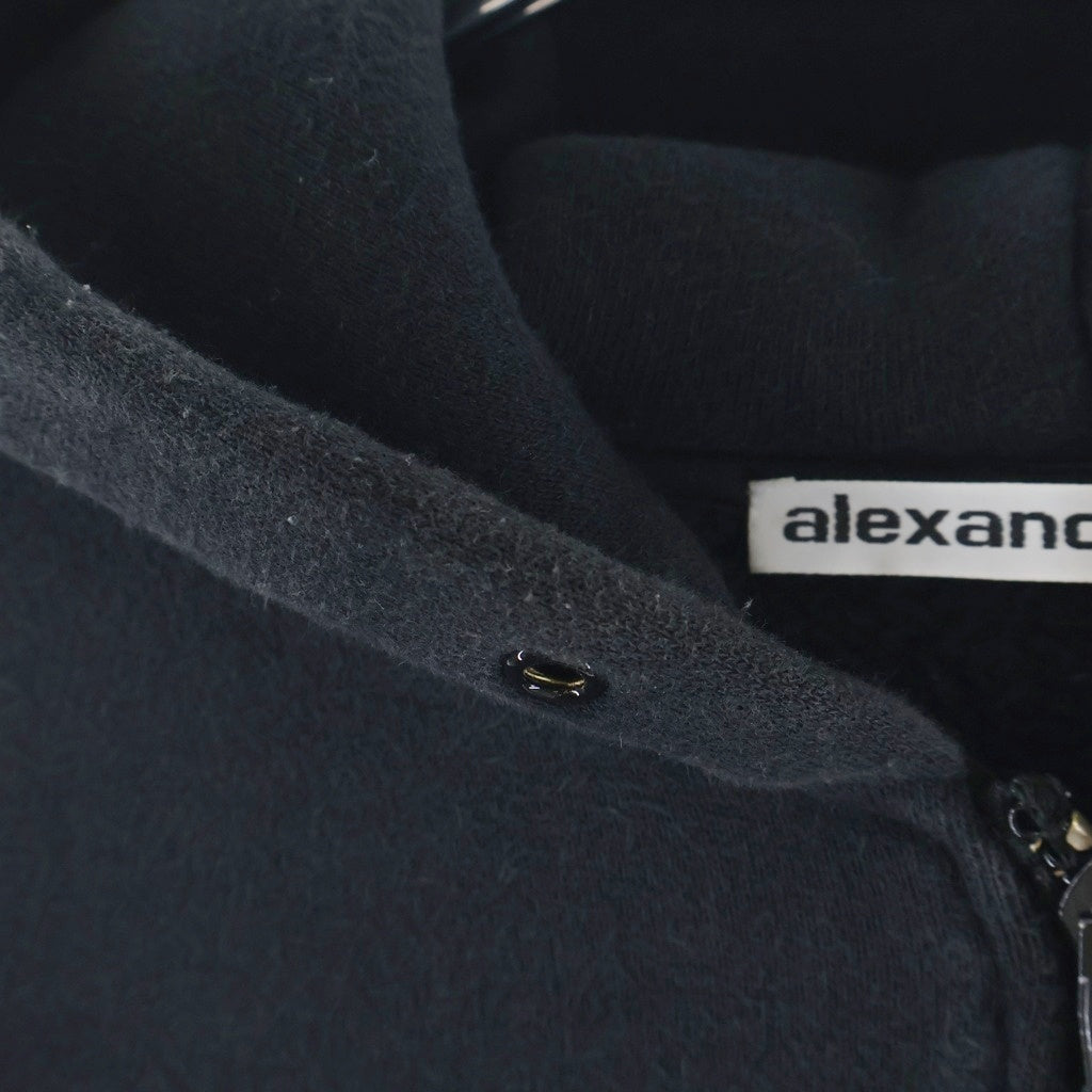 ALEXANDER WANG(アレキサンダーワン) ブランドピスネーム 裏起毛 ジップパーカー ブラック