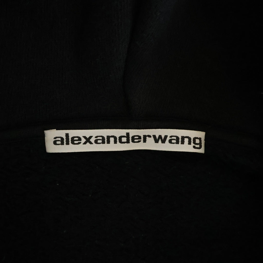 ALEXANDER WANG(アレキサンダーワン) ブランドピスネーム 裏起毛 ジップパーカー ブラック