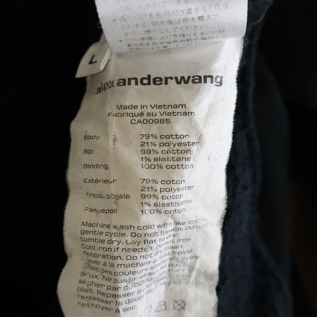ALEXANDER WANG(アレキサンダーワン) ブランドピスネーム 裏起毛 ジップパーカー ブラック