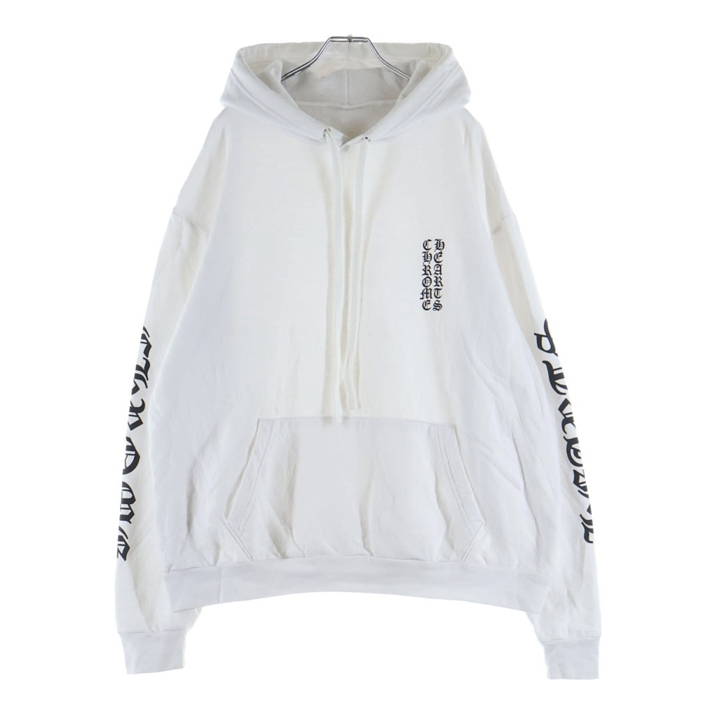 CHROME HEARTS(クロムハーツ) VERTICAL LOGO HOODIE バーティカルロゴ アームロゴプリント スウェット プルオーバーパーカー ホワイト