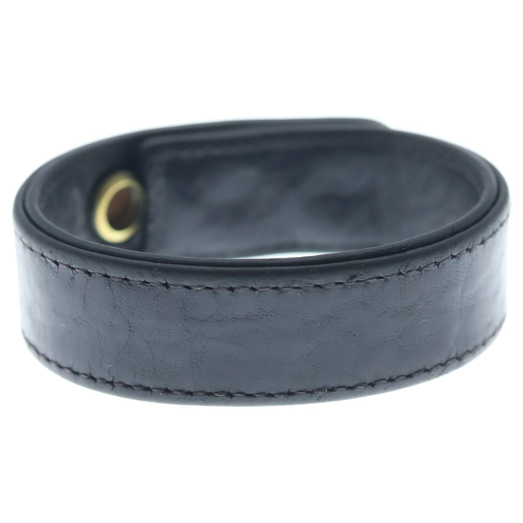 CHROME HEARTS(クロムハーツ) 3BTN 2SNP クロスボール 3ボタン2スナップ レザーブレスレット ブラック/シルバー BCA123