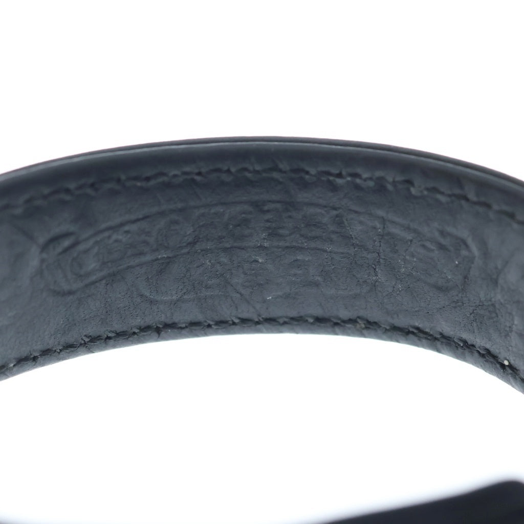 CHROME HEARTS(クロムハーツ) 3BTN 2SNP クロスボール 3ボタン2スナップ レザーブレスレット ブラック/シルバー BCA123