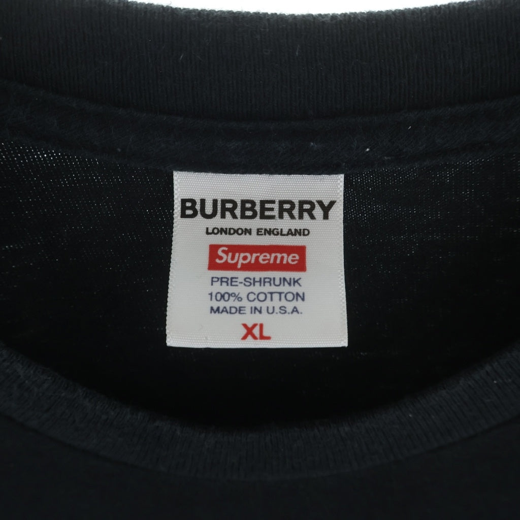 SUPREME(シュプリーム) 22SS ×BURBERRY Box Logo Tee バーバリー ボックスロゴ クルーネック 半袖Tシャツ カットソー ブラック