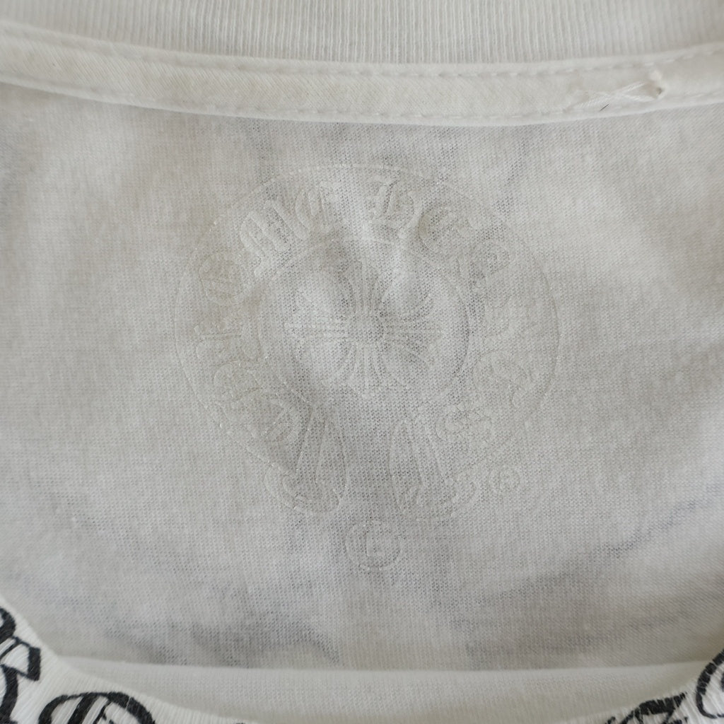 CHROME HEARTS(クロムハーツ) Back Cross Neck Logo Tee バッククロスネックロゴ半袖Tシャツ ポケット付き ホワイト